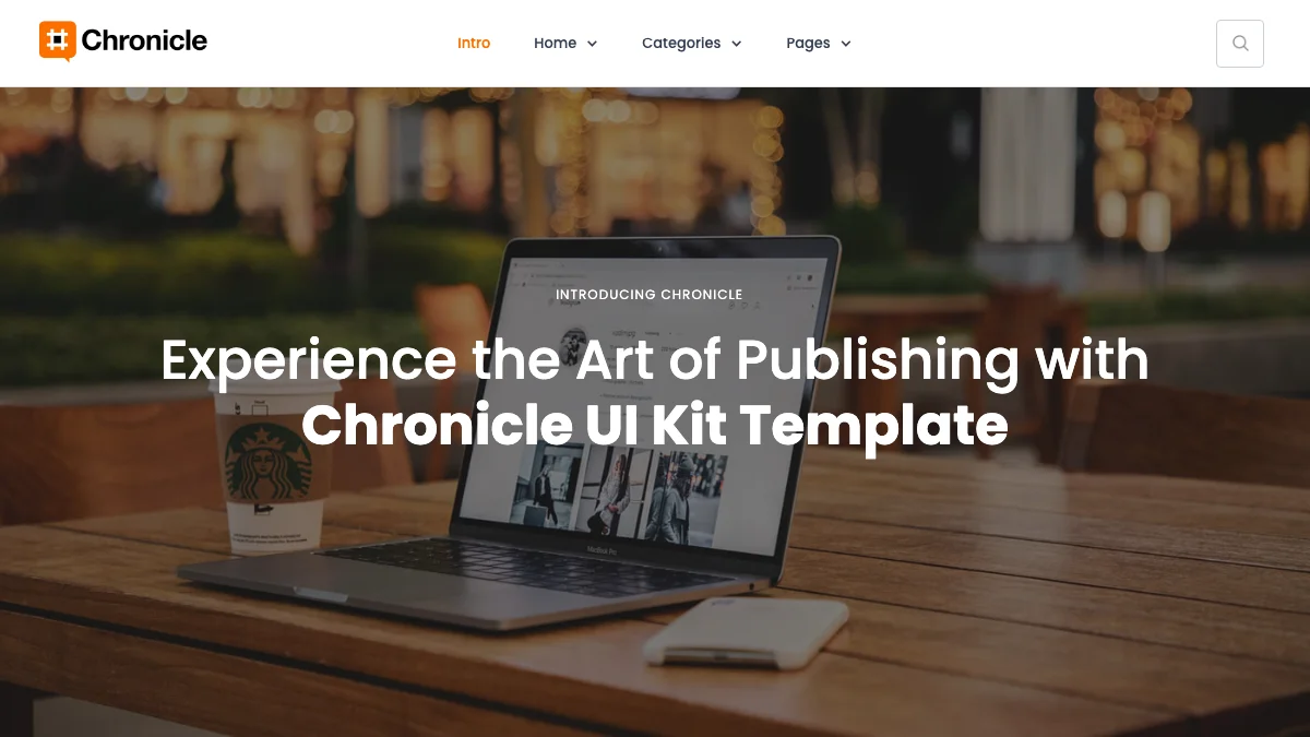 Screenshot of the Chronicle theme homepage