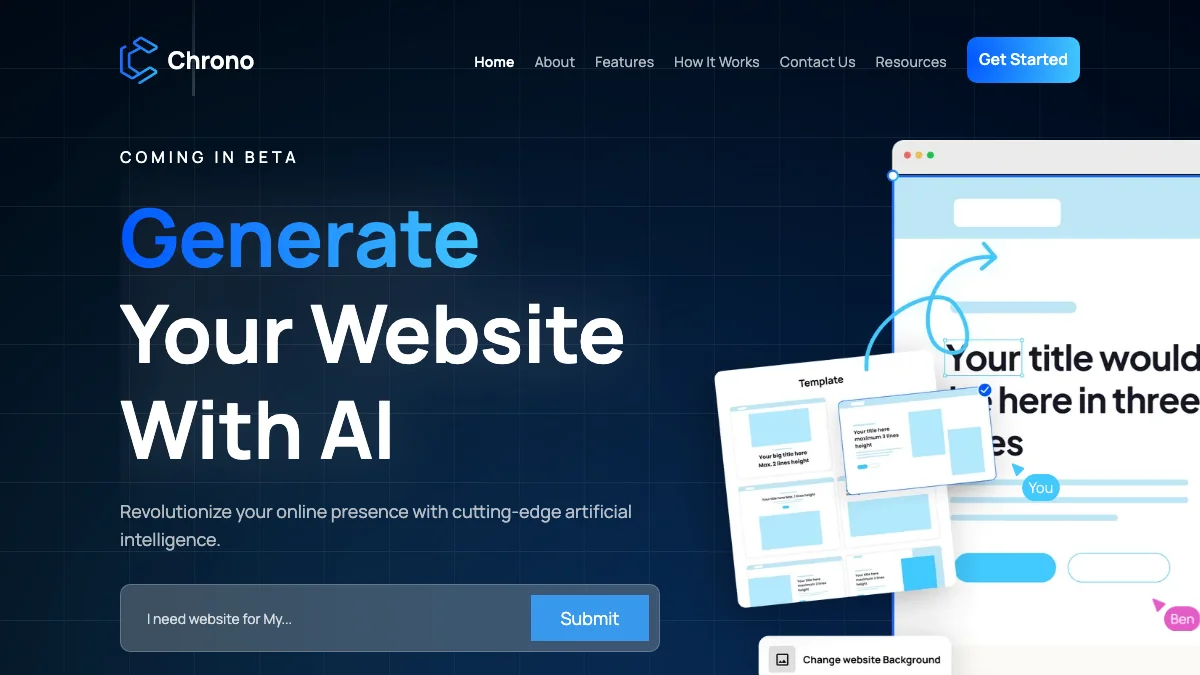 Screenshot of the Chrono theme homepage