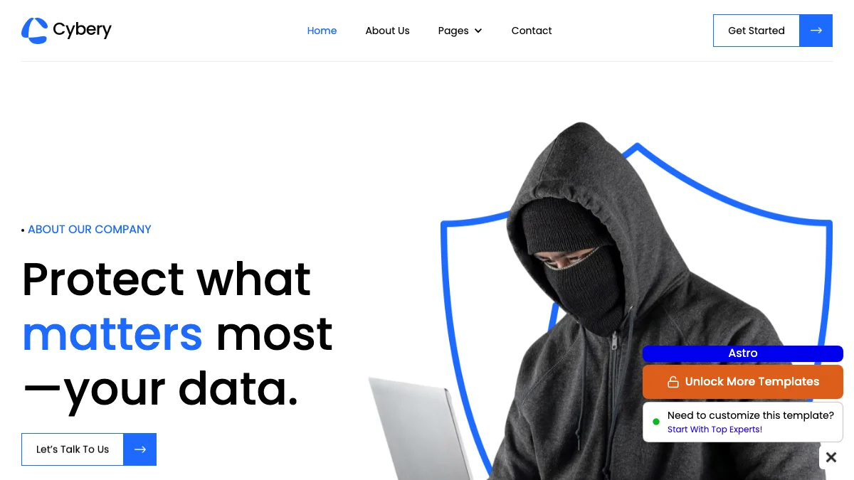 Screenshot of the Cibery theme homepage