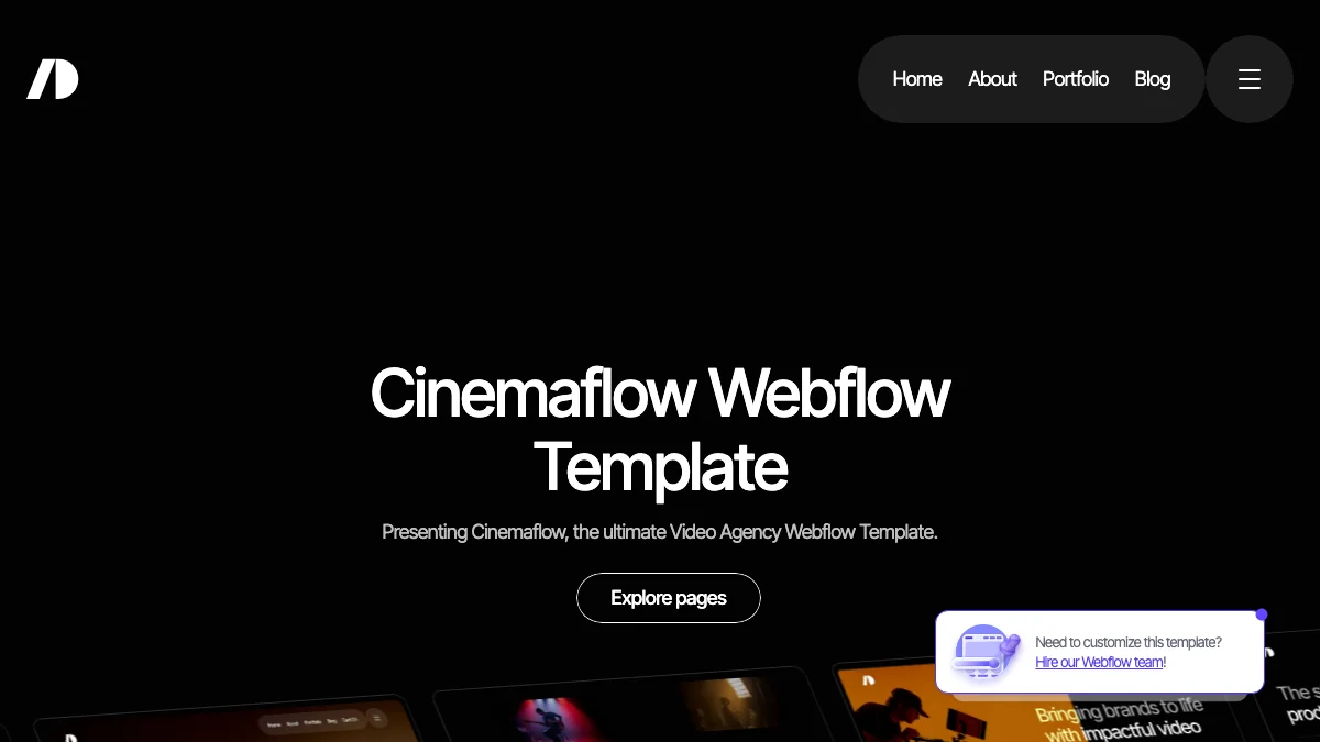 Screenshot of the Cinemaflow theme homepage