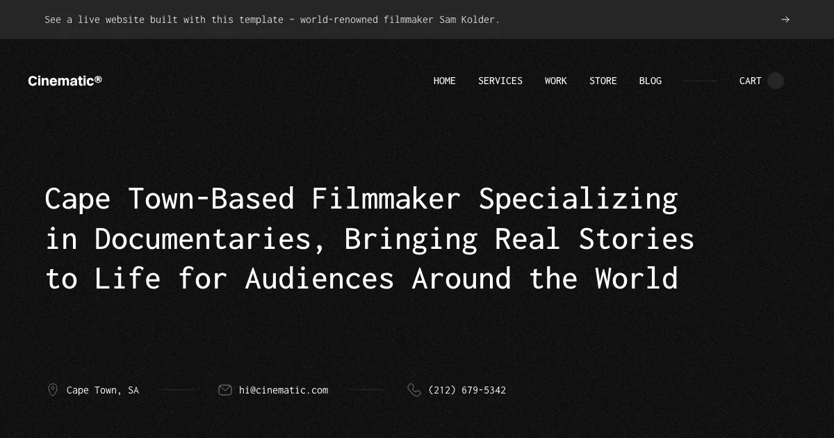 Screenshot of the Cinematic theme homepage