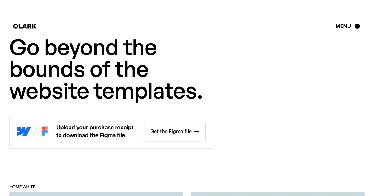 Screenshot of the Clark theme homepage