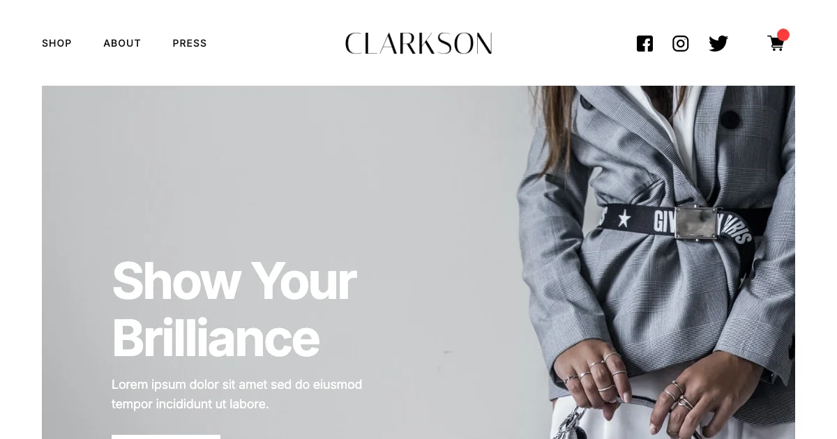 Screenshot of the Clarkson theme homepage