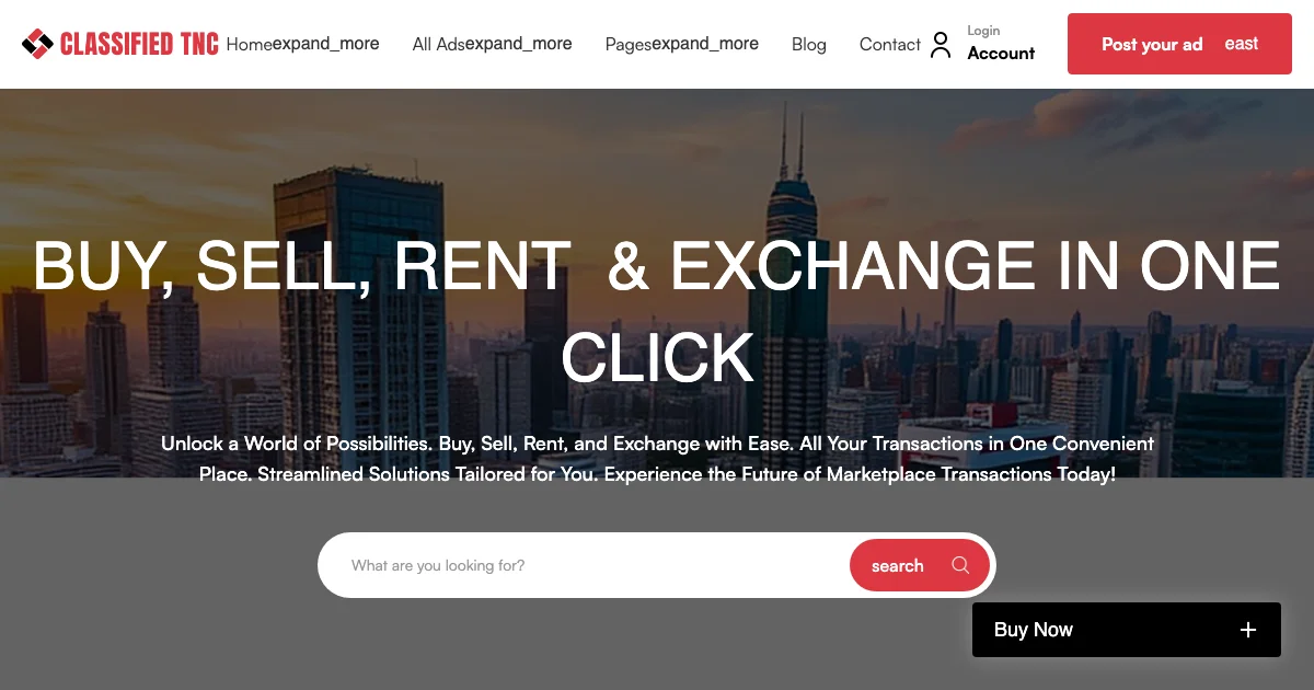 Screenshot of the CLASSIFIED TNC theme homepage