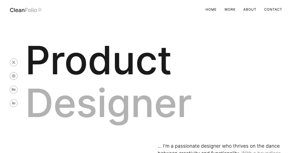 Screenshot of the CleanFolio theme homepage