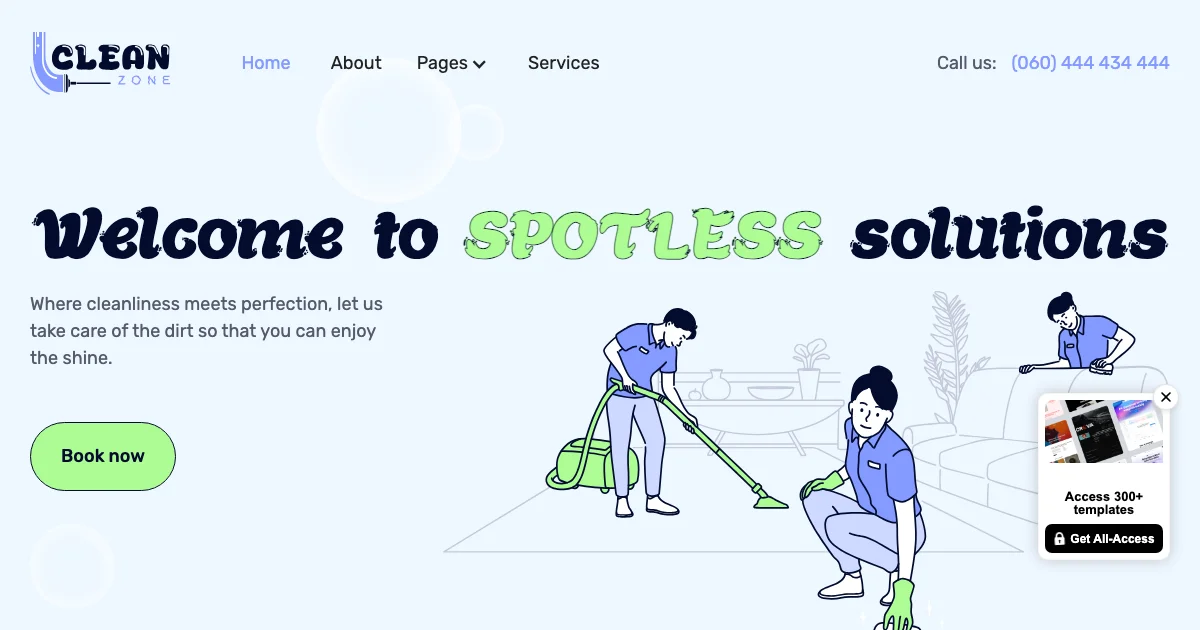 Screenshot of the CleanZone theme homepage