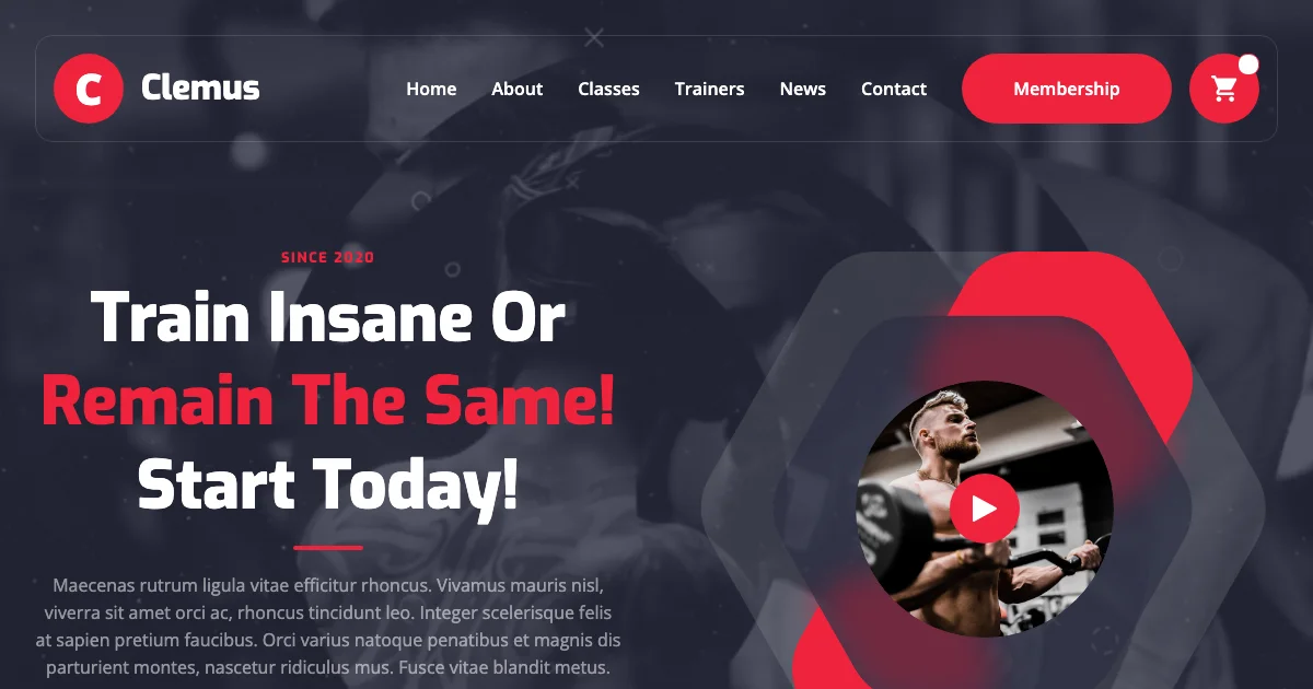 Screenshot of the Clemus theme homepage