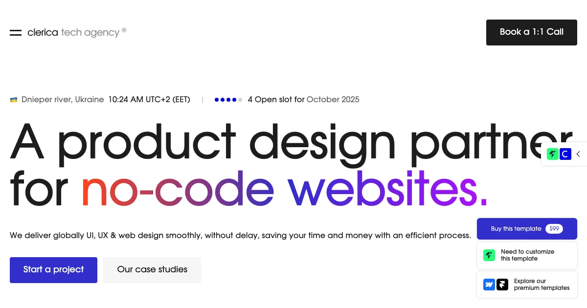 Screenshot of the Clerica theme homepage