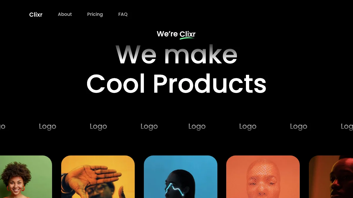 Screenshot of the Clixr theme homepage