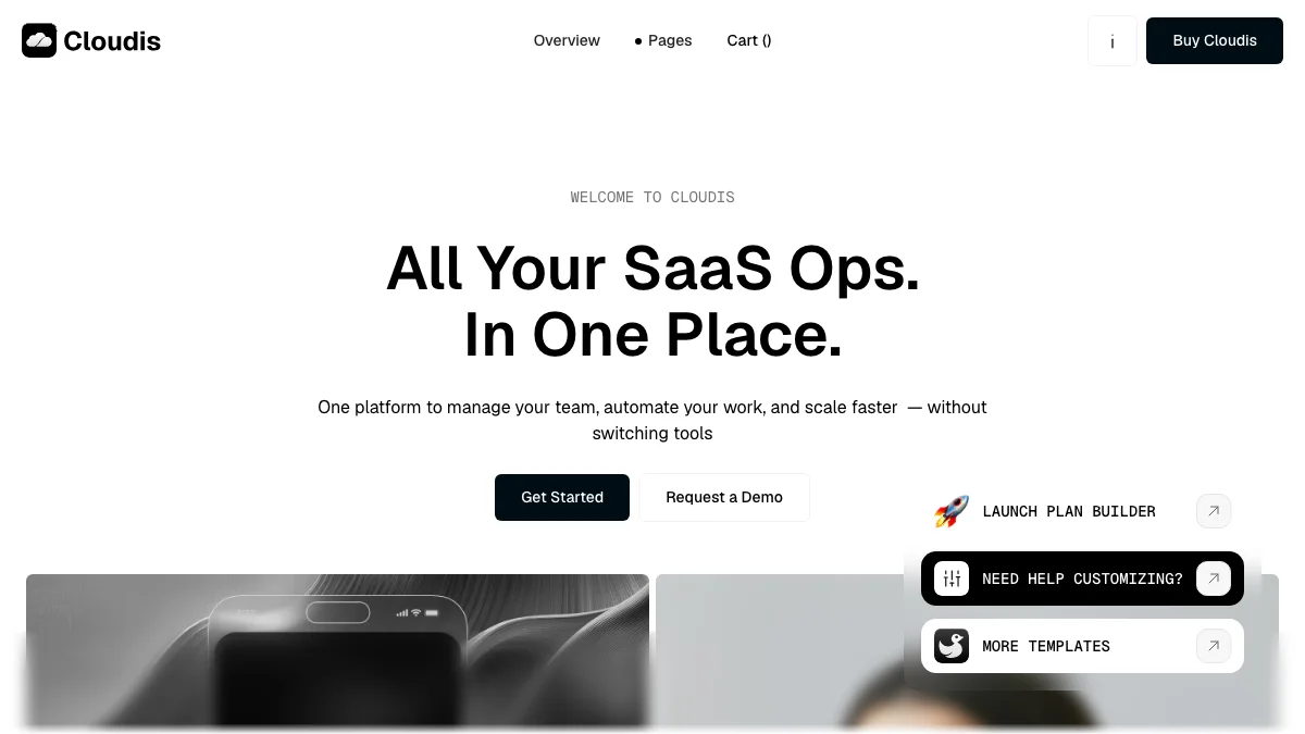 Screenshot of the Cloudis theme homepage