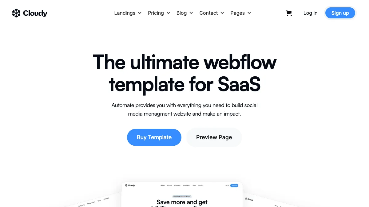 Screenshot of the CloudyFlow theme homepage