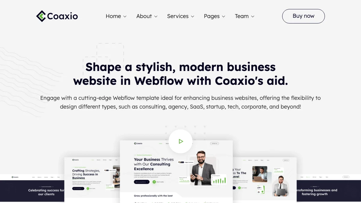 Screenshot of the Coaxio theme homepage