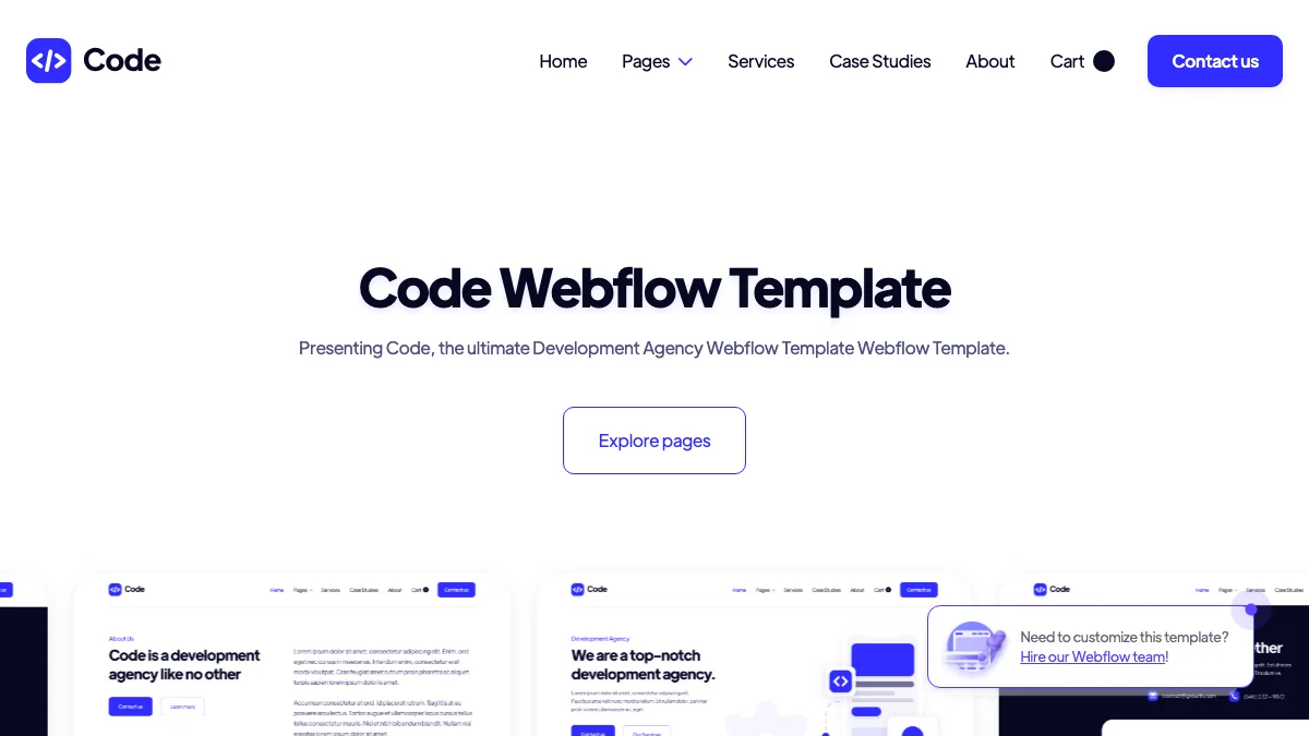 Screenshot of the Code theme homepage