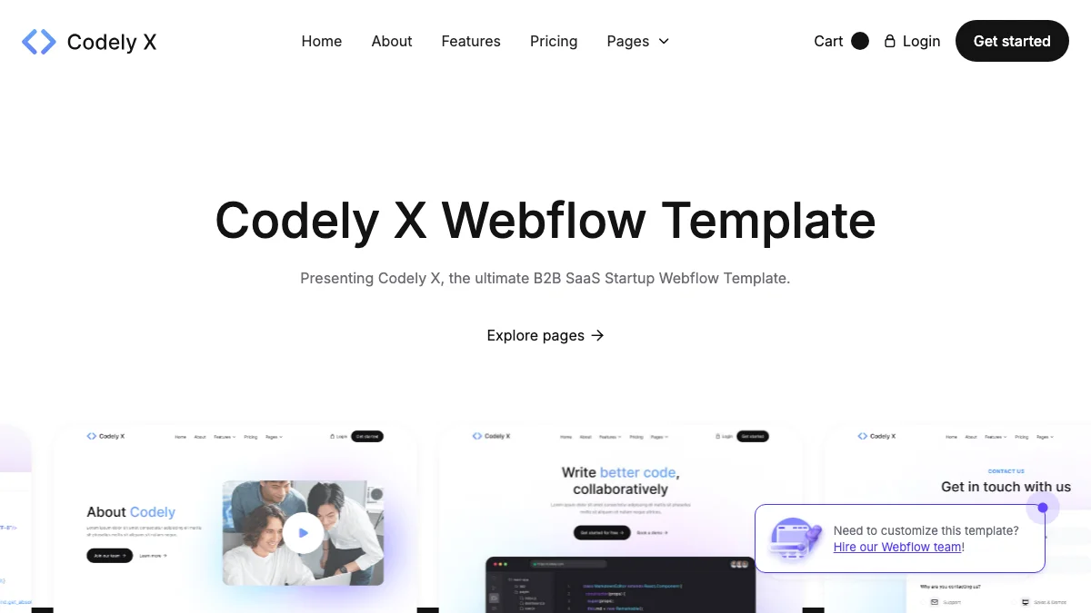 Screenshot of the Codely X theme homepage
