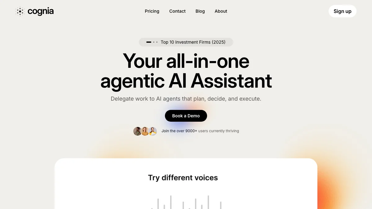 Screenshot of the Cognia theme homepage