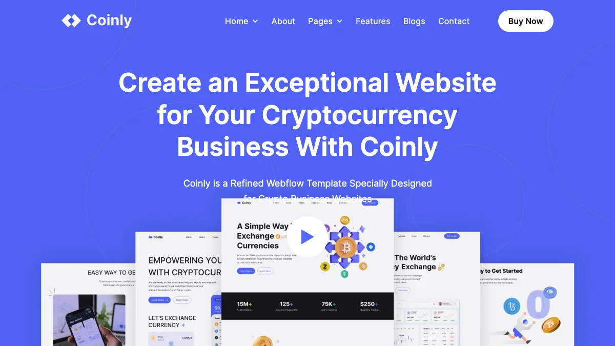 Screenshot of the Coinly theme homepage