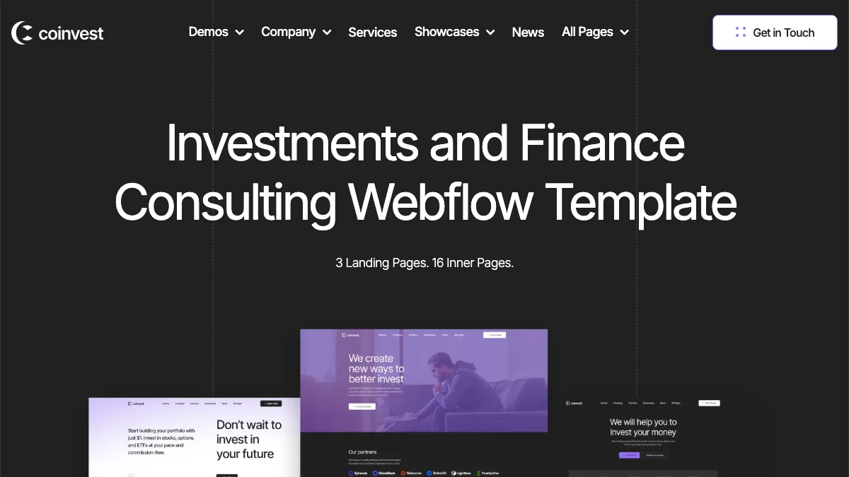 Screenshot of the Coinvest 128 theme homepage