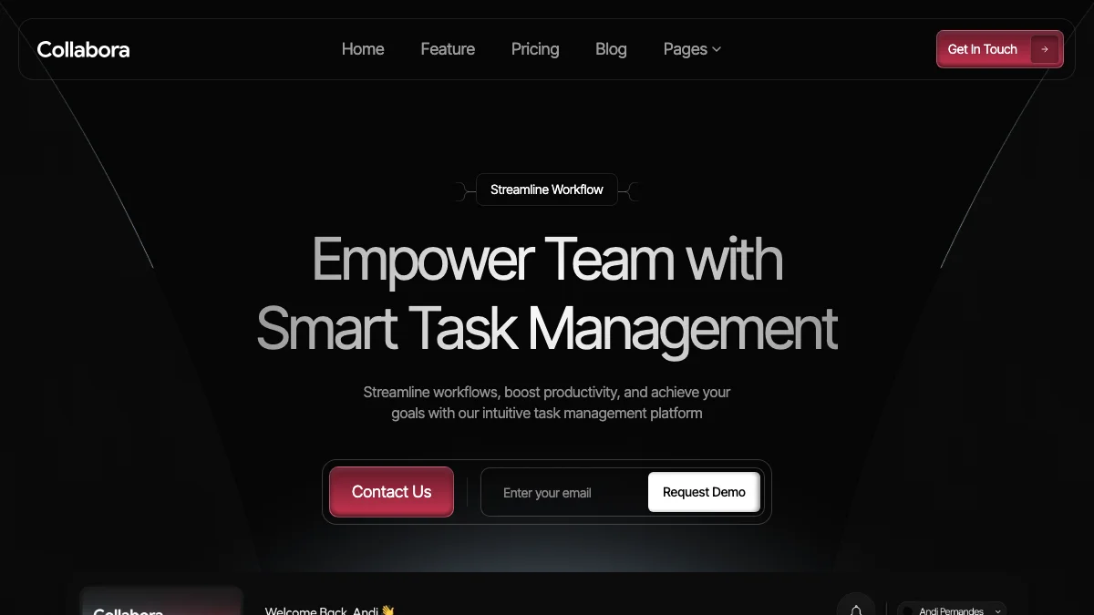 Screenshot of the Collabora theme homepage