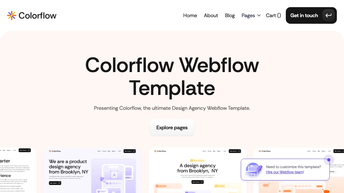 Screenshot of the Colorflow theme homepage