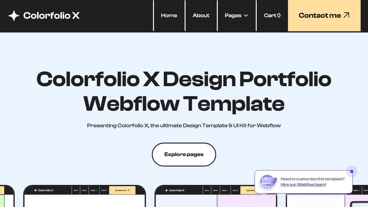 Screenshot of the Colorfolio X theme homepage