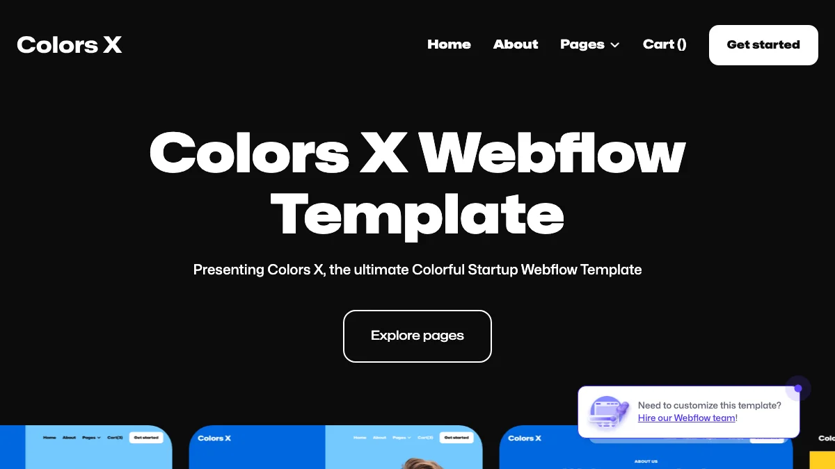 Screenshot of the Colors X theme homepage