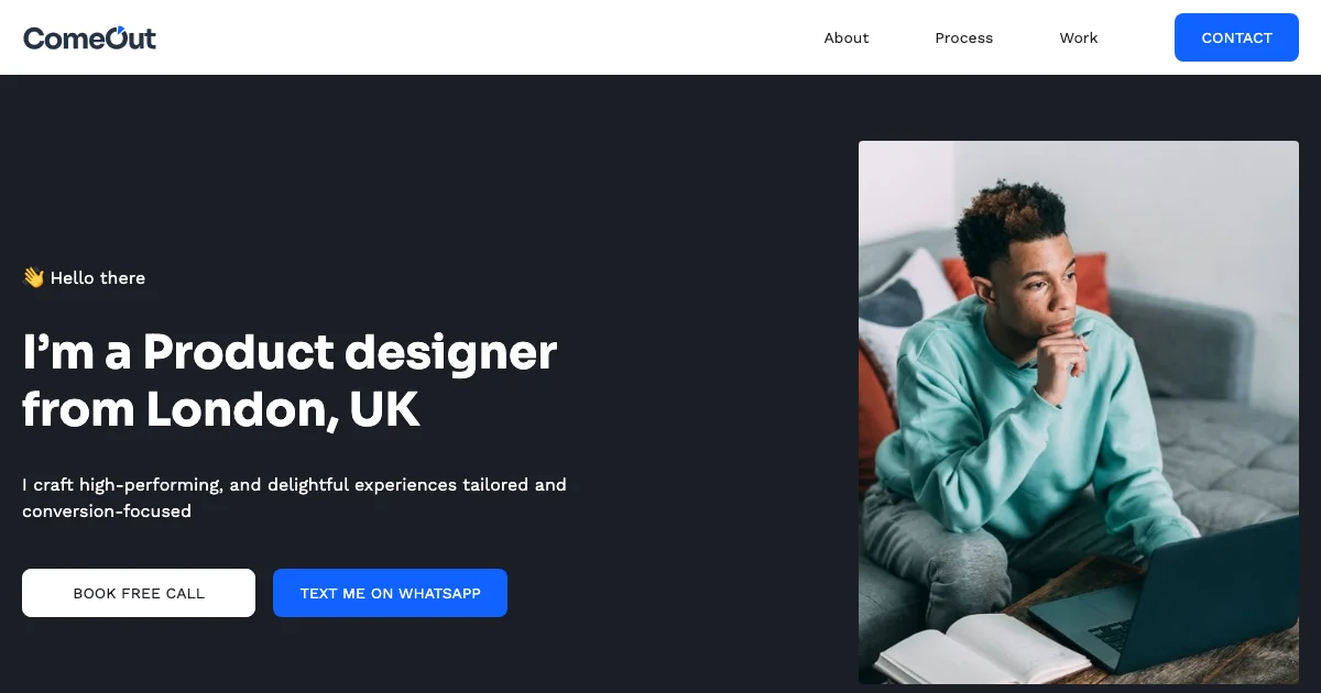 Screenshot of the ComeOut theme homepage