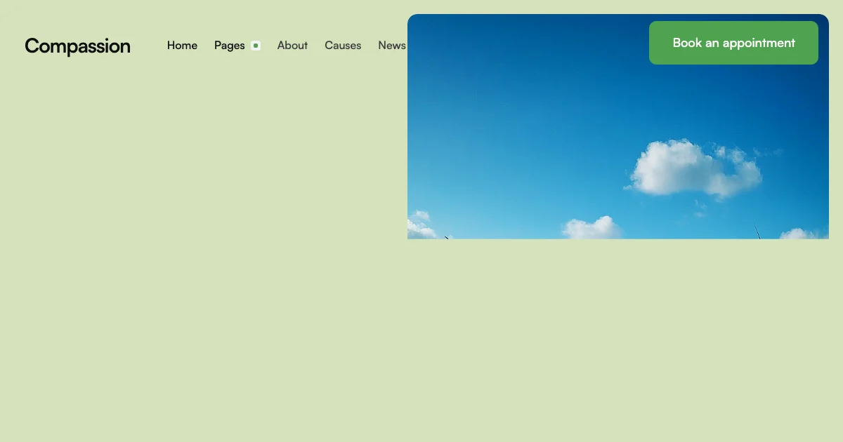 Screenshot of the Compassion theme homepage