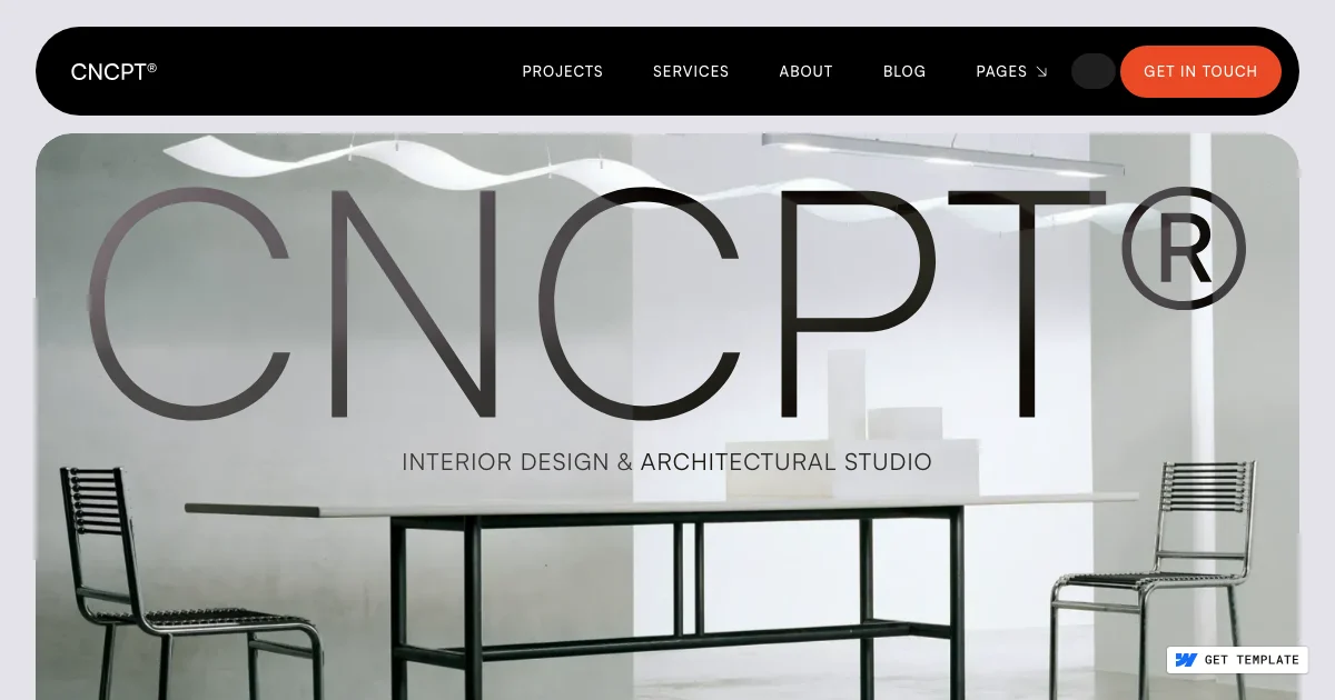 Screenshot of the Concept theme homepage