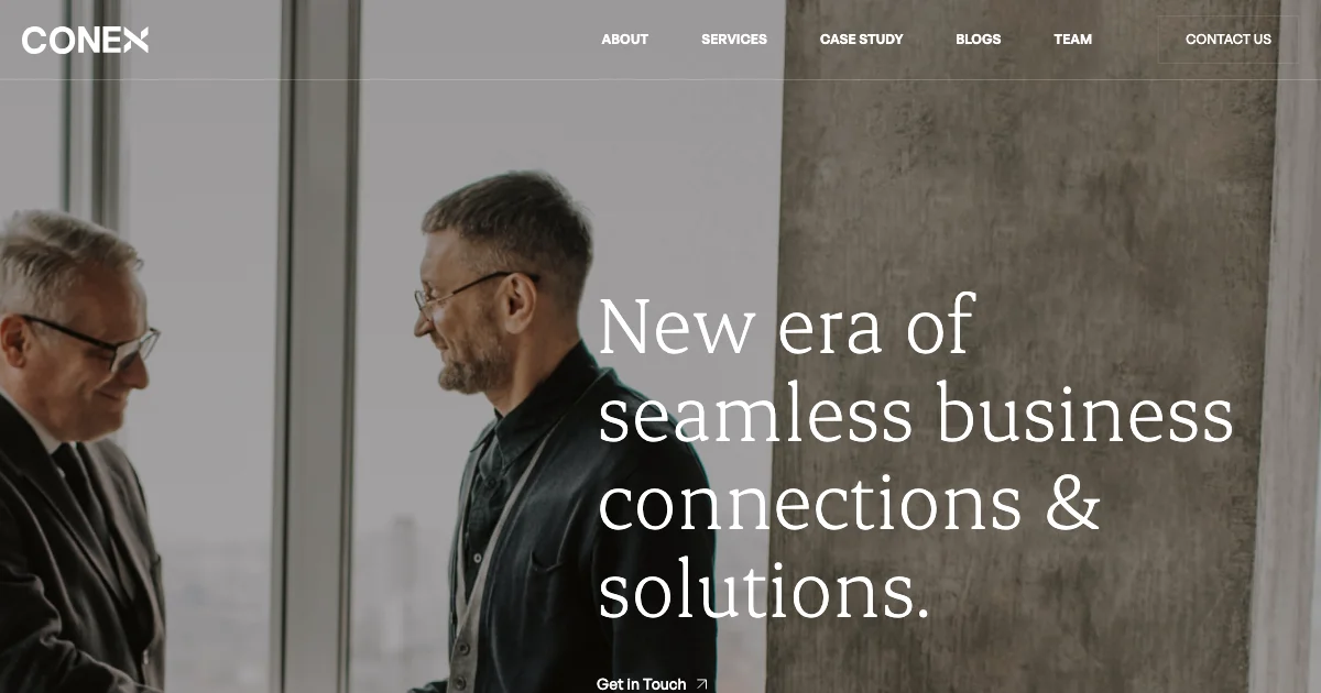 Screenshot of the Conex theme homepage