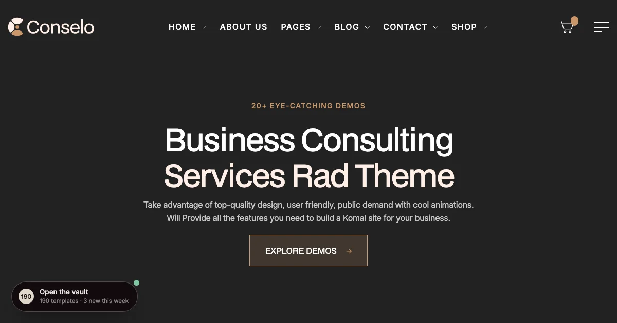 Screenshot of the Conselo theme homepage