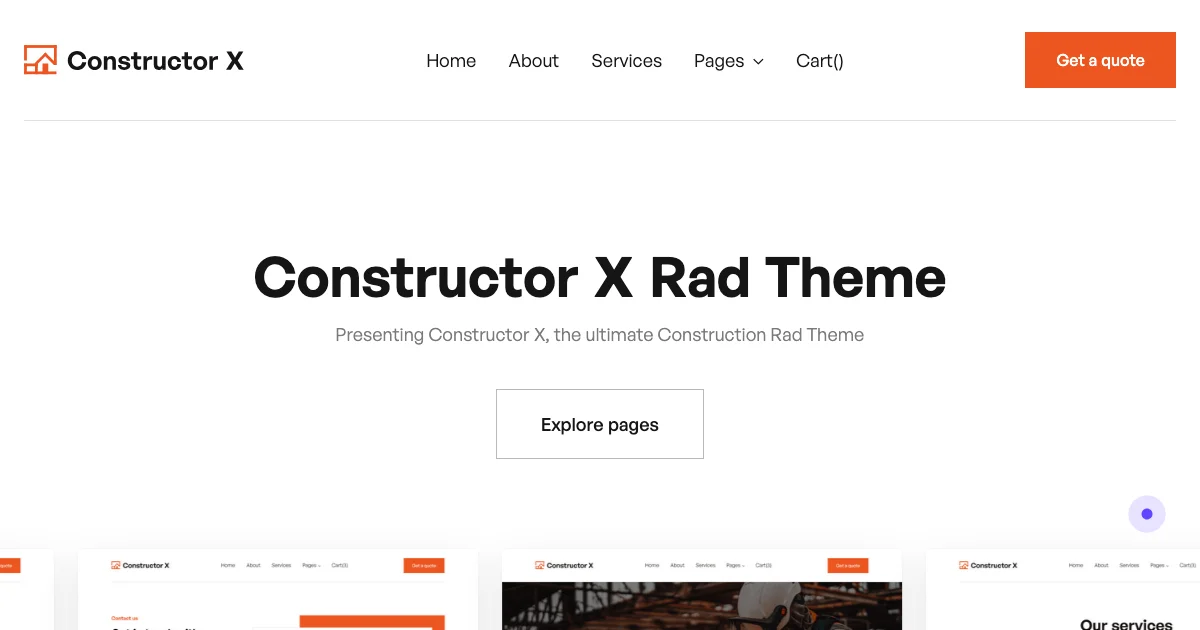 Screenshot of the Constructor X theme homepage