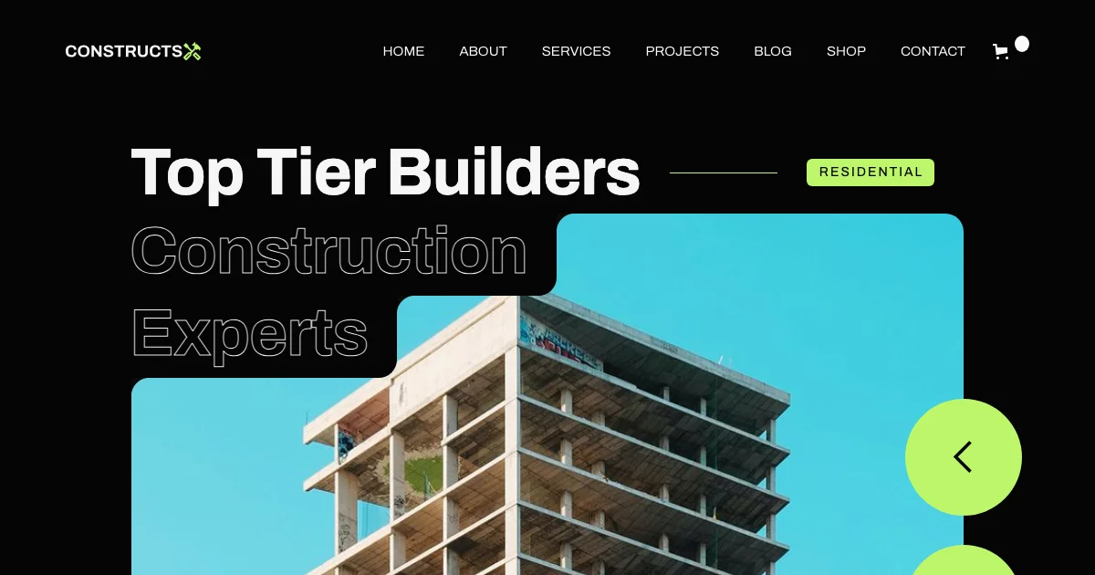 Screenshot of the Constructs theme homepage
