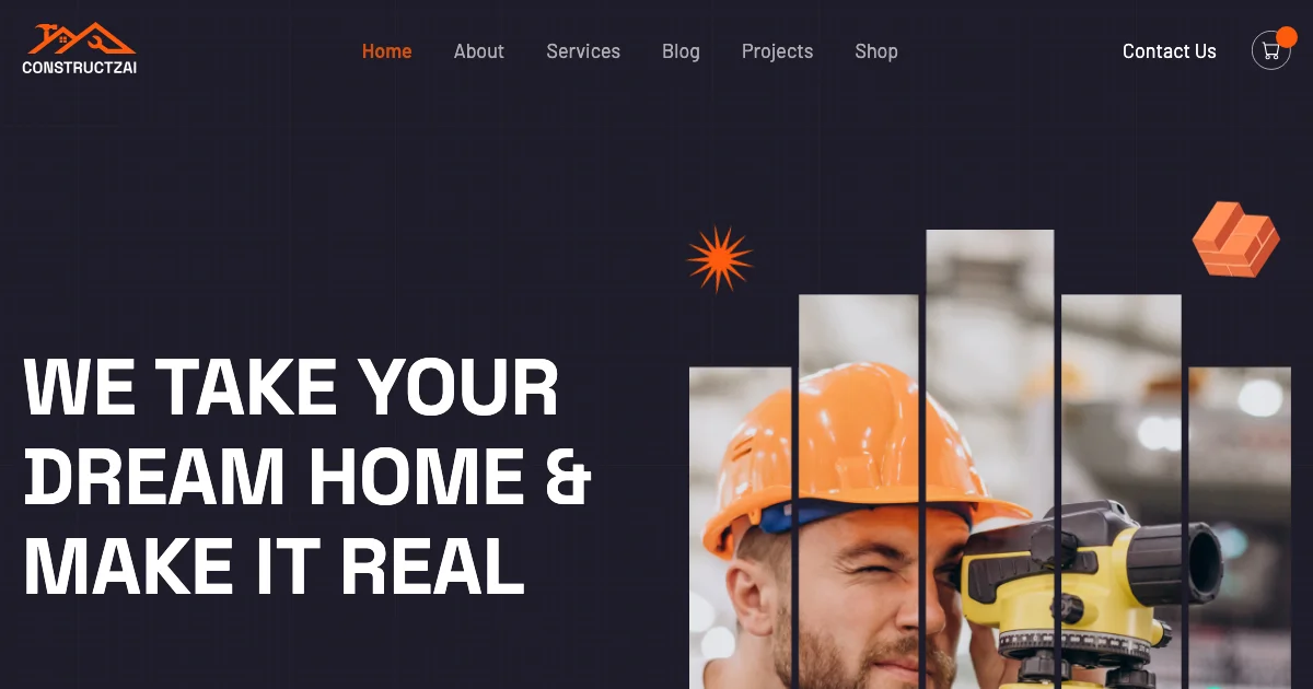 Screenshot of the Constructzai theme homepage