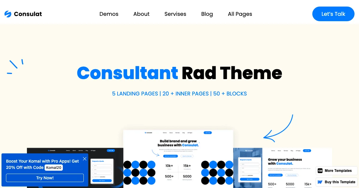 Screenshot of the Consulat 128 theme homepage