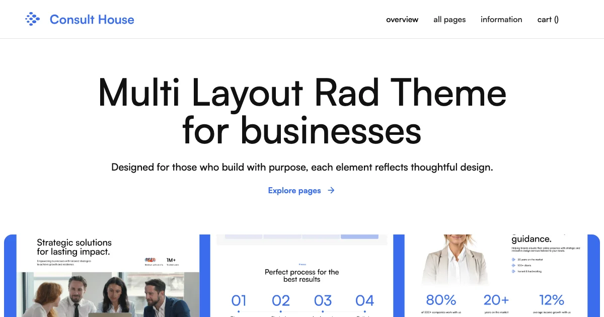 Screenshot of the Consult House theme homepage