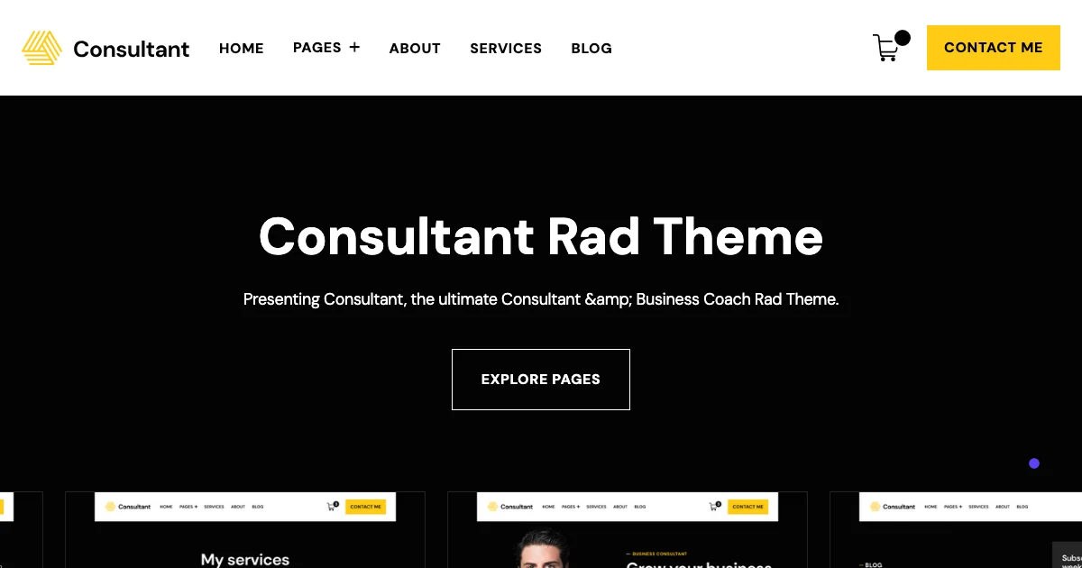 Screenshot of the Consultant theme homepage