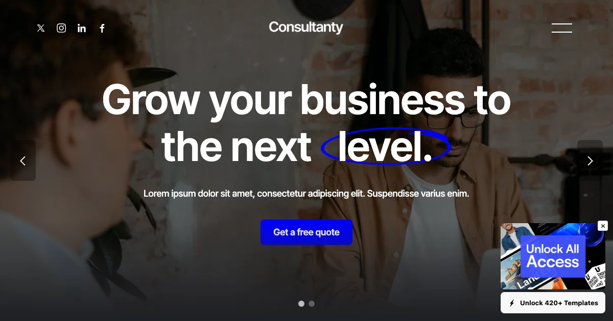 Screenshot of the Consultanty theme homepage
