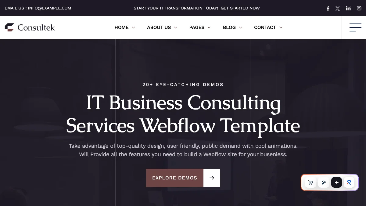 Screenshot of the Consultek theme homepage