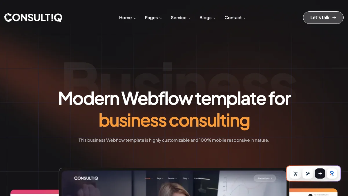 Screenshot of the Consultiq theme homepage