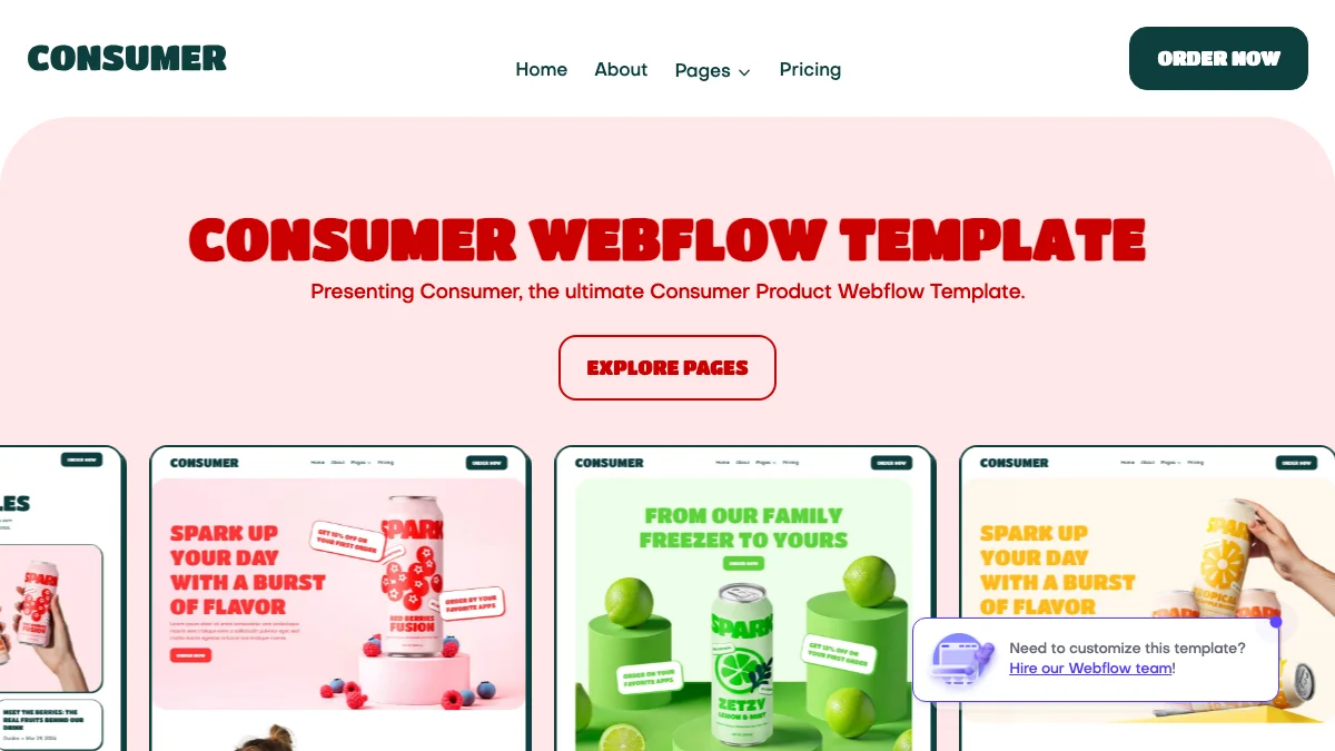 Screenshot of the Consumer theme homepage