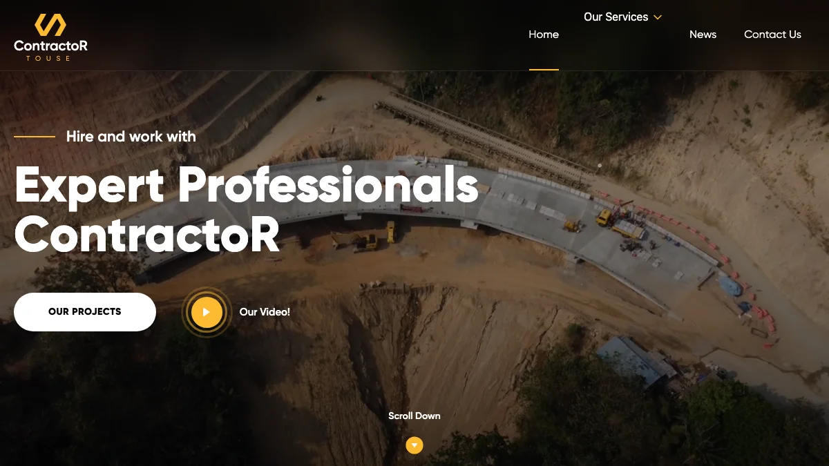 Screenshot of the ContractoR theme homepage