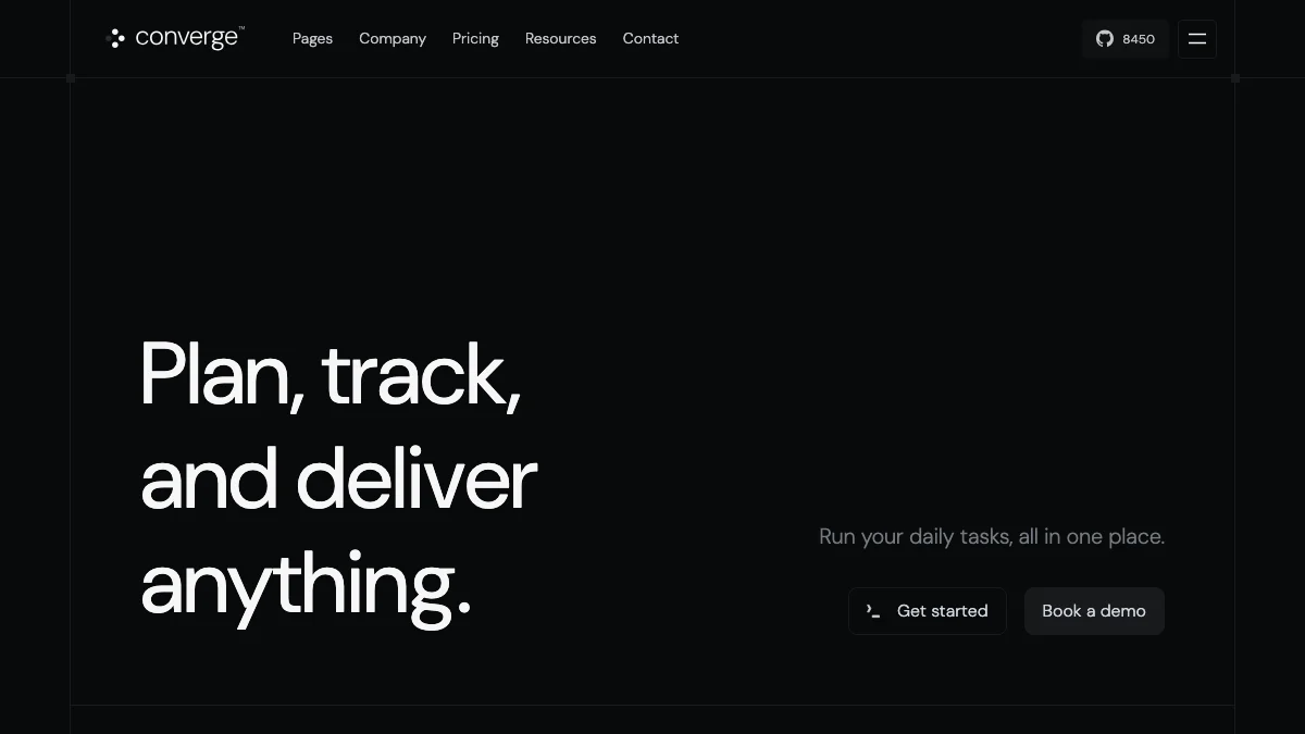 Screenshot of the Converge theme homepage