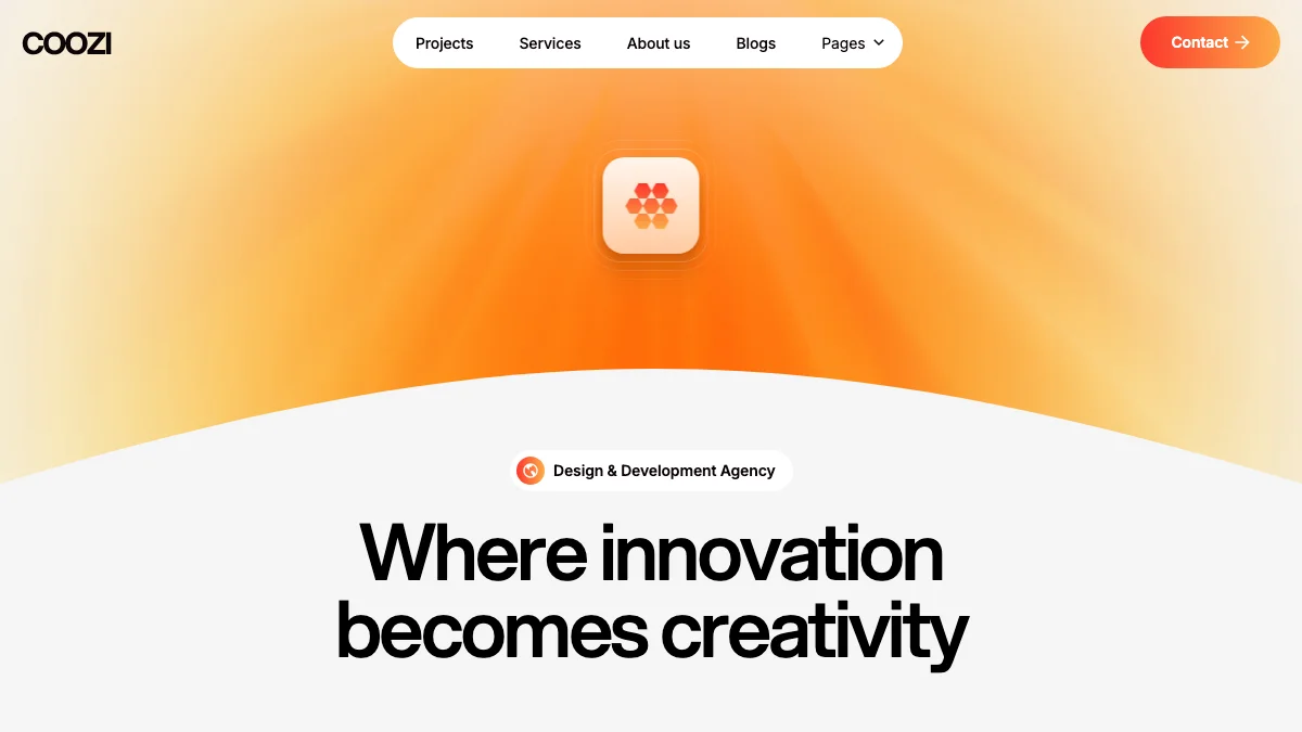 Screenshot of the Coozi theme homepage