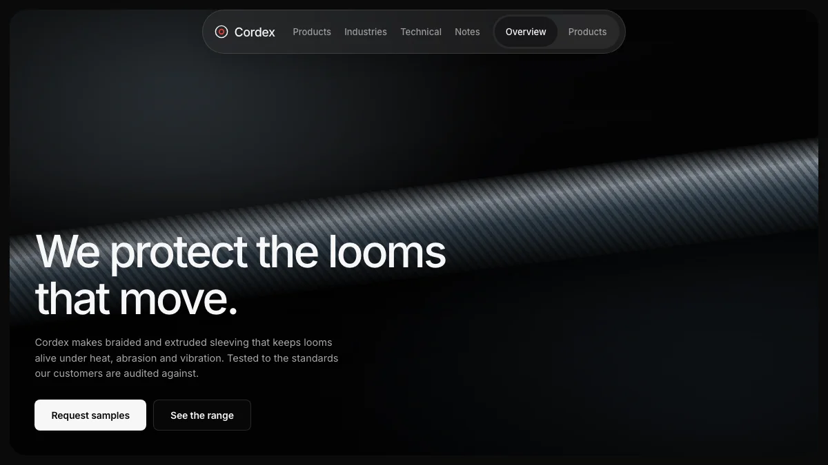 Screenshot of the Cordex theme homepage