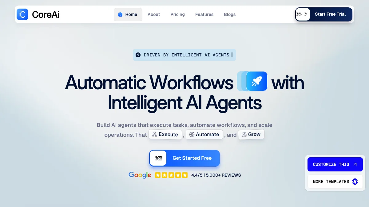 Screenshot of the CoreAi theme homepage