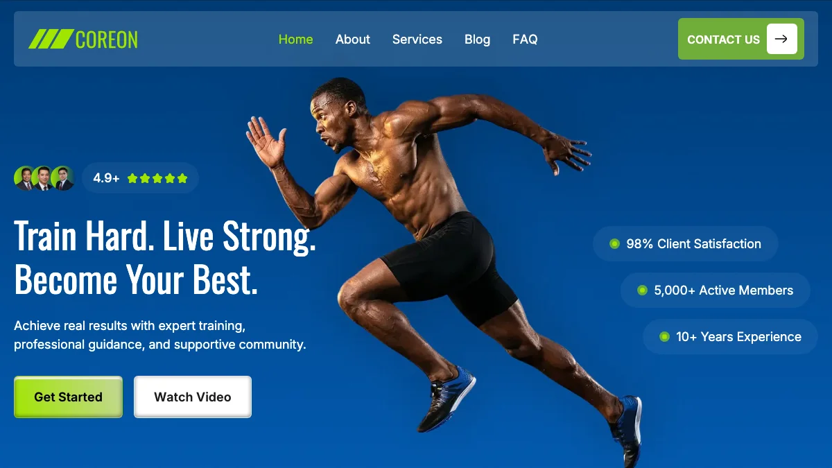 Screenshot of the Coreon theme homepage
