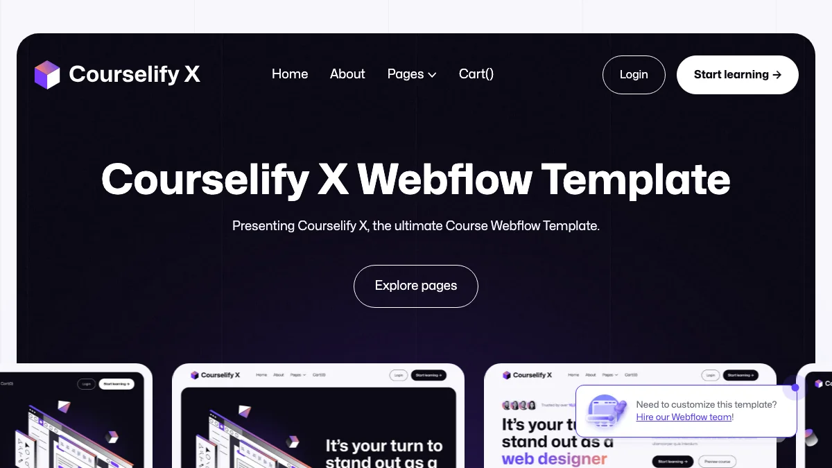 Screenshot of the Courselify X theme homepage