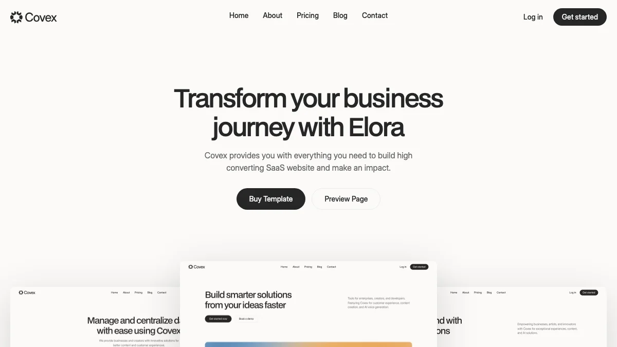 Screenshot of the Covex theme homepage