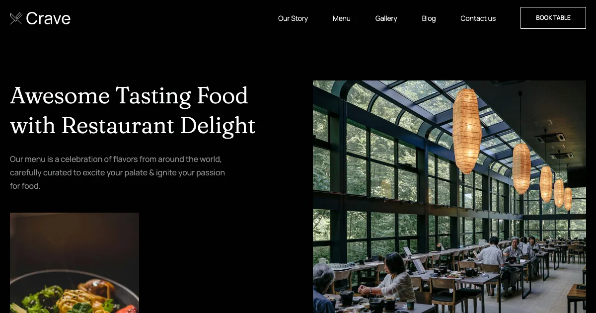 Screenshot of the Crave theme homepage