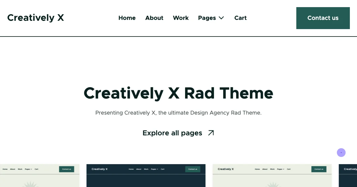 Screenshot of the Creatively X theme homepage